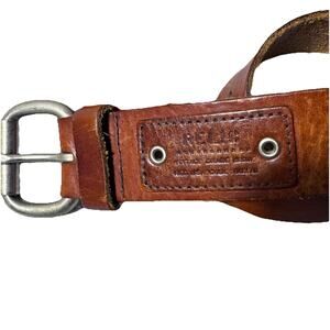 RELIC Mens Brown Full Grain Cowhide Vintage Grade Issue Belt Sz 36 Silver Buckle